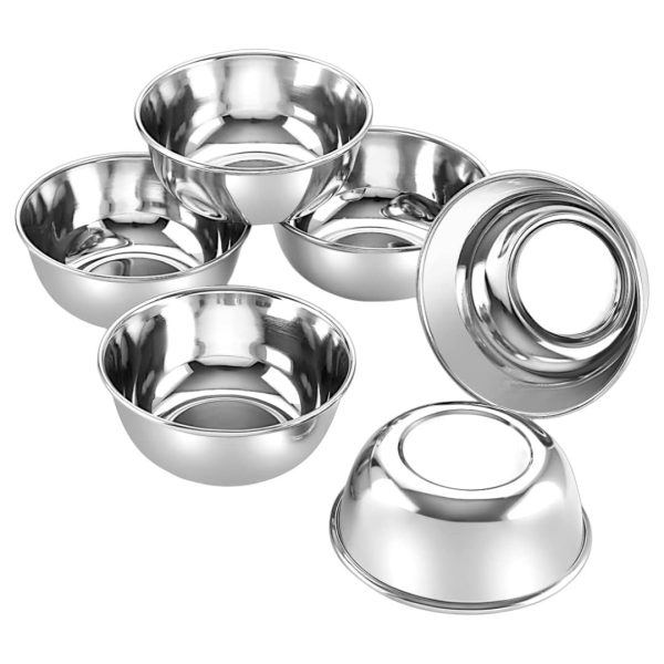 Steel Heavy Gauge Solid Bowl Wati Steel Heavy Gauge Bowl/Wati Set with Mirror Finish and Design [12.Cm, Set of 6 Piece]