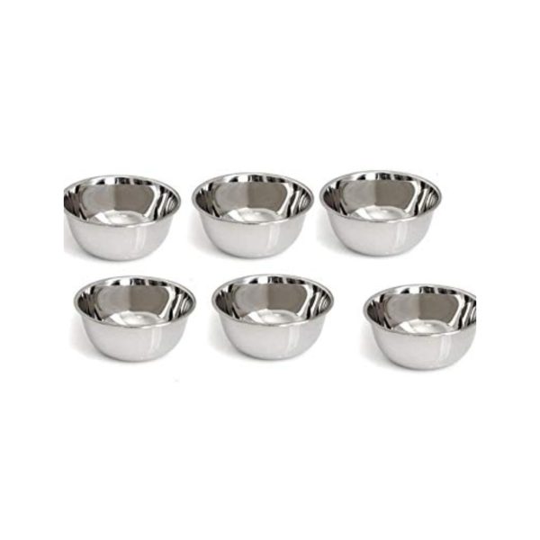 Stainless Steel Small Bowl Set of 6 with lid Steel for Dal Salad Crockery Katori Mini Pooja Chatni Bowls 30 ml for Kitchen Snacks Gift Puja (6)
