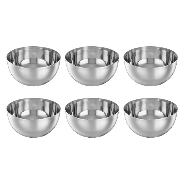 Stainless Steel Apple Vati/Katori Set | 220 ml Each | Set of 6 | Food Grade & Rust-Resistant | Dishwasher Safe