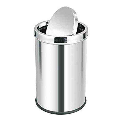 Stainless Steel Swing Dustbin for Home Garbage Bin (Silver, 10 x 24 inches)