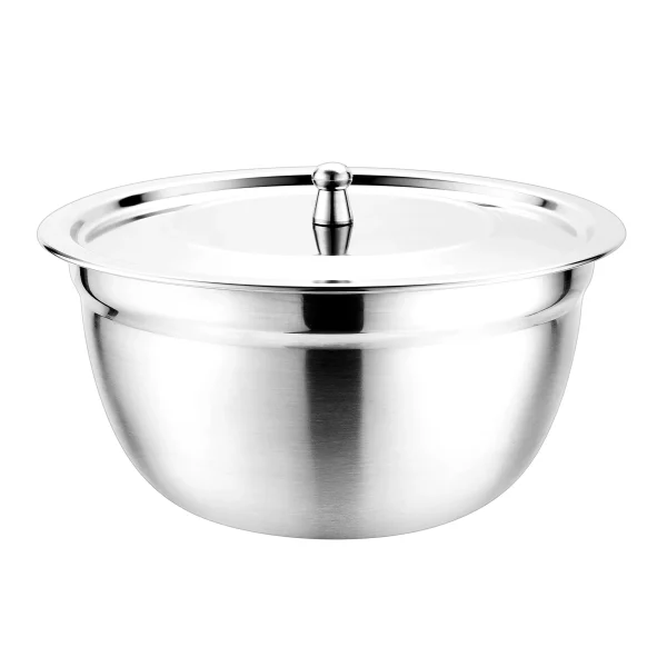 Stainless Steel Serving Bowl with Stainless Steel Lid, Set of 3 Small Medium and Large, Food Grade Safe | Easy to Carry | Easy to Store